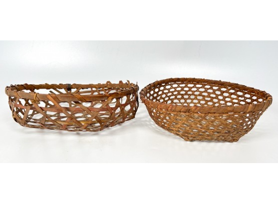 (2) ANTIQUE WOVEN CHEESE BASKETS