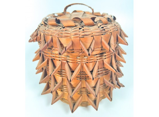 WOVEN PENOBSCOT COVERED BASKET