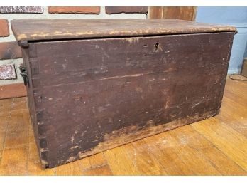 ANTIQUE DOVETAILED CHEST IN RED PAINT