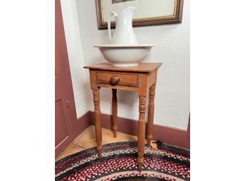 COUNTRY SINGLE DRAWER STAND W/ PITCHER AND BASIN