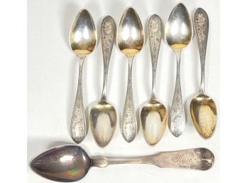 (6) AF TOWLE COIN SILVER SPOONS w/ TABLESPOON