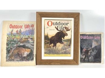 1931 OUTDOOR LIFE COVER w/ (2) OIL STUDIES