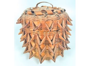 WOVEN PENOBSCOT COVERED BASKET