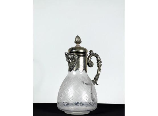 CONTINENTAL ETCHED GLASS PITCHER w NORTH WIND