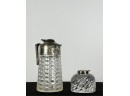 CUT GLASS PITCHER & CRYSTAL INKWELL