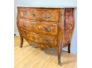 GROSSFELD HOUSE INLAID MARBLE TOP BOMBE CHEST