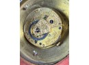 (19th C) FRENCH MANTLE CLOCK w BRASS INLAY