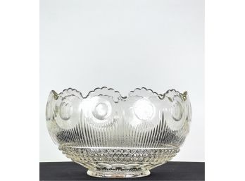 NICE QUALITY PRESSED GLASS PUNCH BOWL