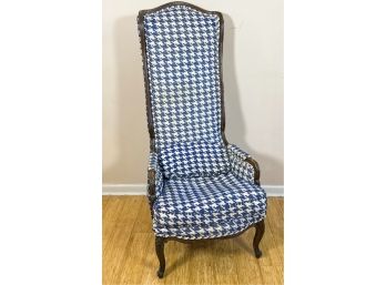 HIGH BACK FRENCH ARMCHAIR ON CARVED LEGS