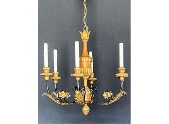 CONTEMPORARY (4) LIGHT CHANDELIER W FLORAL ACCENTS