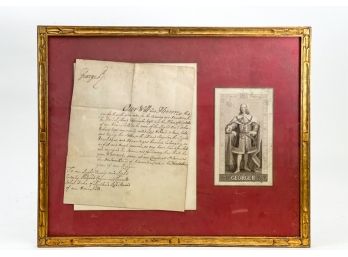 1756 LETTER SIGNED BY GEORGE II & AN ENGRAVING
