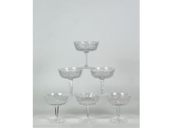 SET (6) WATERFORD CUT CRYSTAL CHAMPAGNE COUPES