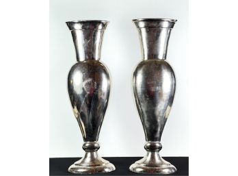PAIR OF LARGE URN FORM CHROME PLANTERS