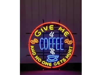 VINTAGE NEON COFFEE SIGN w MOTTO