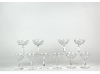 SET (10) WATERFORD CRYSTAL CHAMPAGNE COUPES