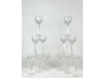SET (12) CUT CRYSTAL WATERFORD WINE GOBLETS
