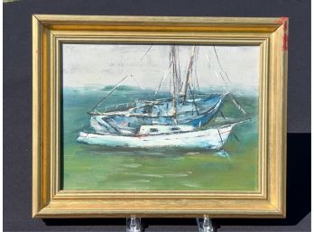 JAMES MICKELSON (1926-1998) 'BOATS IN HARBOR'