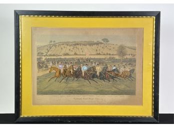 1837 HAND COLORED STEEPLE CHASE ENGRAVING