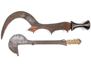 (2) AFRICAN SICKLE SHAPED SWORDS
