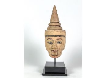 CARVED & PAINTED HINDU MARIONETTE HEAD