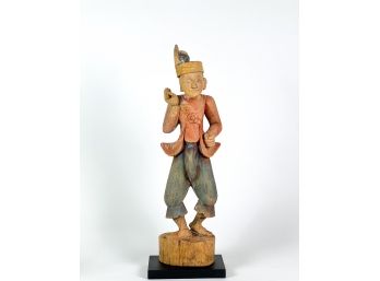 CARVED & PAINTED SOUTHEAST ASIAN YAKSHAS FIGURE