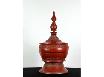 RED LACQUERED THAI HSUN OK OFFERING BOWL
