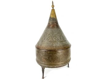 LARGE HAND HAMMERED MOROCCAN BRASS TAGINE