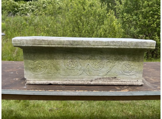 CARVED MARBLE PLANTER with MORNING GLORY MOTIF