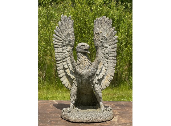 EARLY CAST STONE EAGLE with RAISED WINGS