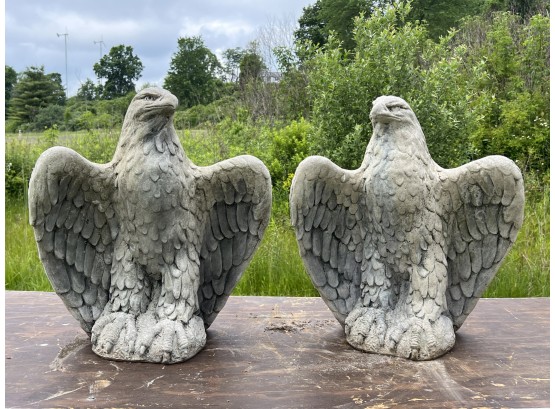 PAIR of CAMPANIA INT'L CAST STONE EAGLES