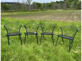 (4) CURVED BACK IRON PATIO CHAIRS