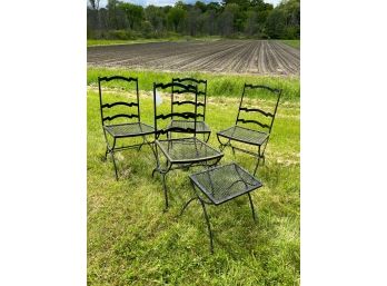 (4) ART DECO INSPIRED PATIO CHAIRS & SIDE TABLE
