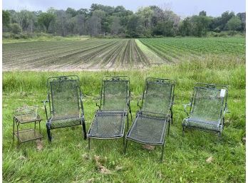 (4) IRON PATIO CHAIRS with IVY MOTIF & OTHERS
