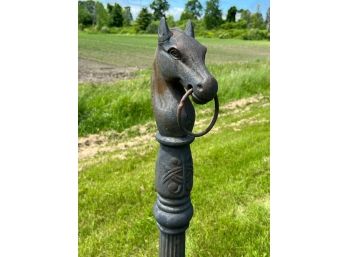 FIGURAL CAST IRON HORSEHEAD HITCHING POST