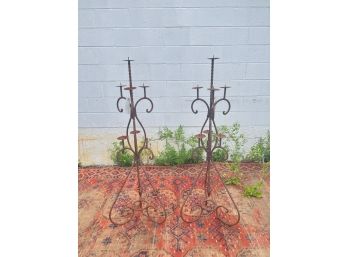 PAIR of (7) PRICKET FLOOR CANDLE STANDS