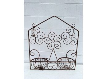 HANGING IRON PLANTER with FLOWER & BUTTERFLIES