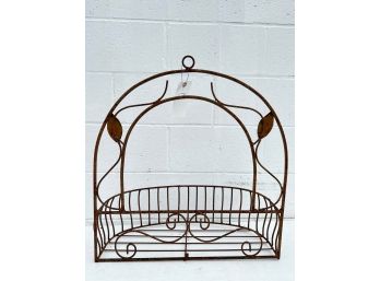 HANGING IRON WALL PLANTER with LEAVES
