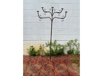 WROUGHT IRON (5) PRICKET FLOOR CANDLE STAND