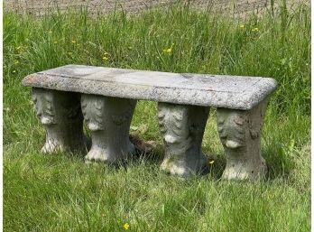 CAST STONE BENCH & (2) BENCH BASES