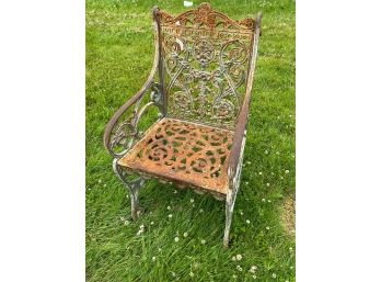 CAST IRON GARDEN CHAIR with FLORAL & SHELL MOTIF