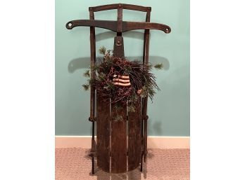 ANTIQUE SLED with SEASONAL DECORATIONS