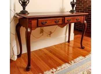 QUEEN ANNE STYLE (2) DRAWER PINE CONSOLE TABLE