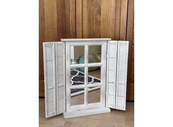 (6) PANE MIRROR set IN WINDOW FRAME with SHUTTERS