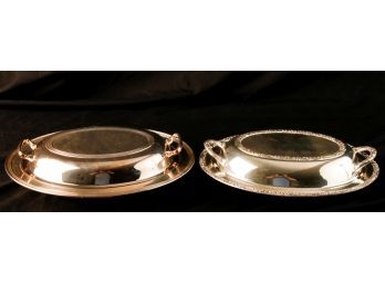 (2) SILVER PLATED COVERED SERVING DISHES