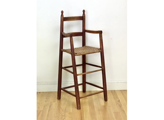 EARLY AMERICAN PINE HIGH CHAIR in RED WASH