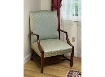 HEPPLEWHITE LOLLING CHAIR with FLORAL UPHOLSTERY
