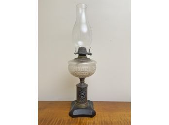 (19th c) FLUID LAMP with INTERESTING COPPER BASE