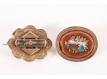 (2) 10K GOLD BROOCHES