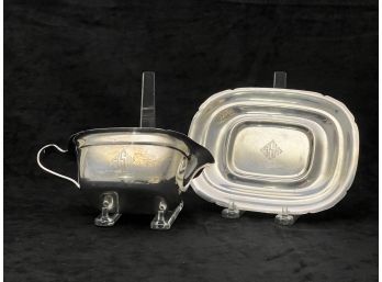 REED & BARTON STERLING SAUCE BOAT & UNDERPLATE