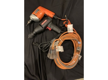 2 PLUG IN POWER DRILLS AND ONE 3 OUTLET